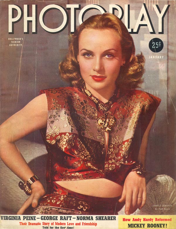 Carole Lombard on the Cover of Photoplay January 1940